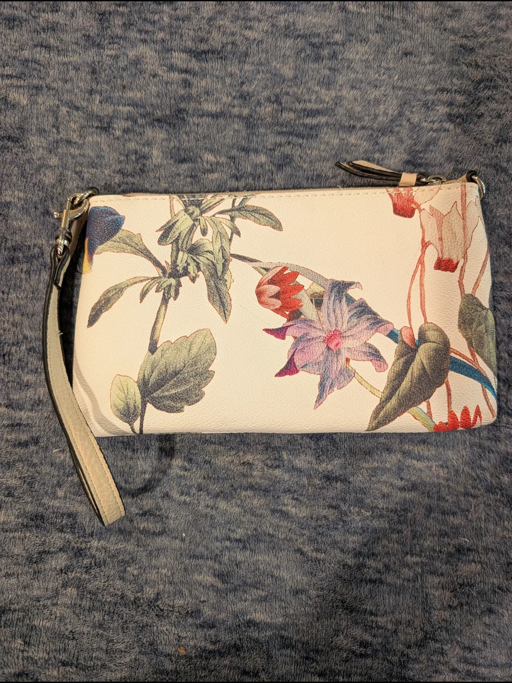 Dana Buchman Floral Print White Wristlet Bag